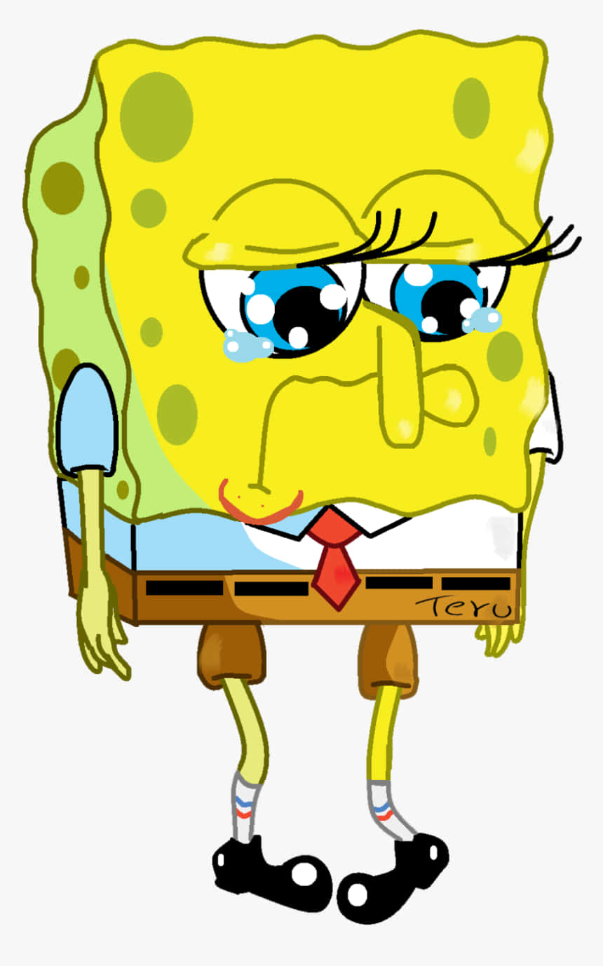 Spongebob All Alone In His Tears Background