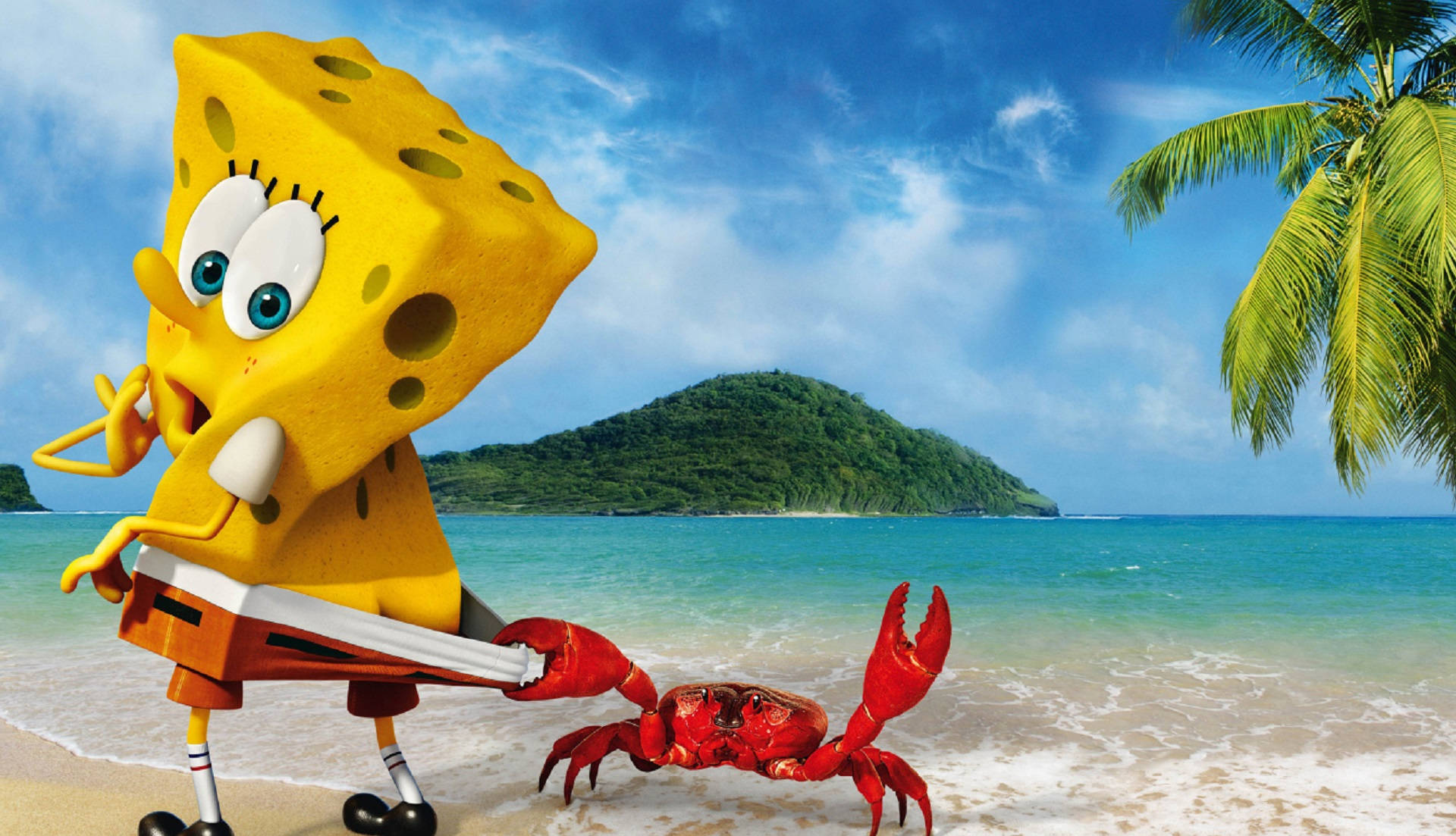 Spongebob And A Crab Background