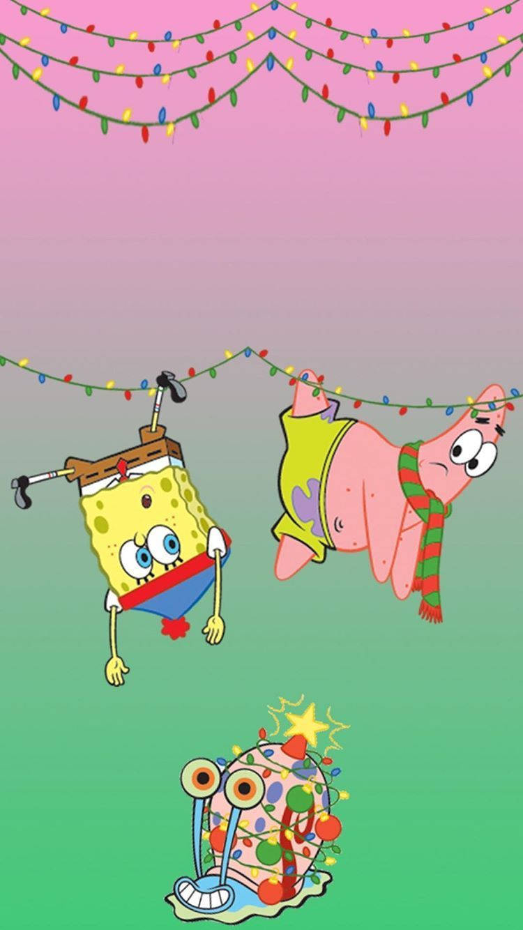 Spongebob And Patrick For Christmas Background