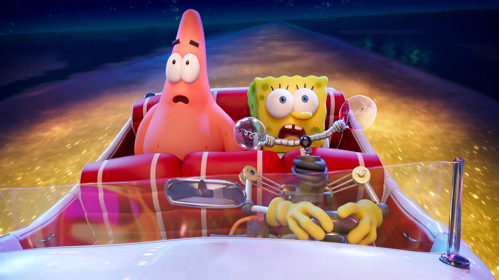 Spongebob And Patrick In A Car Background