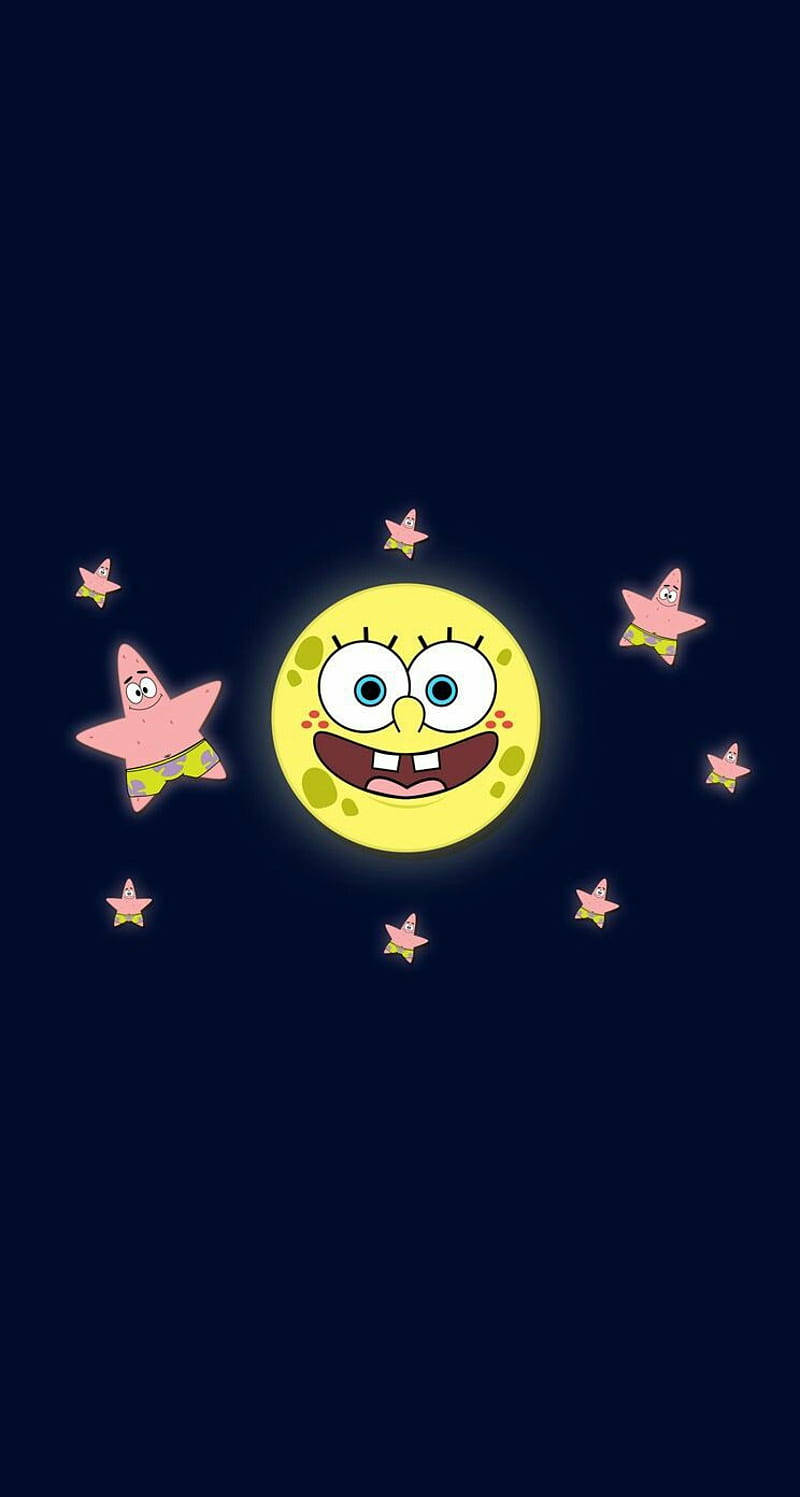 Spongebob And Patrick Moon And Stars Background