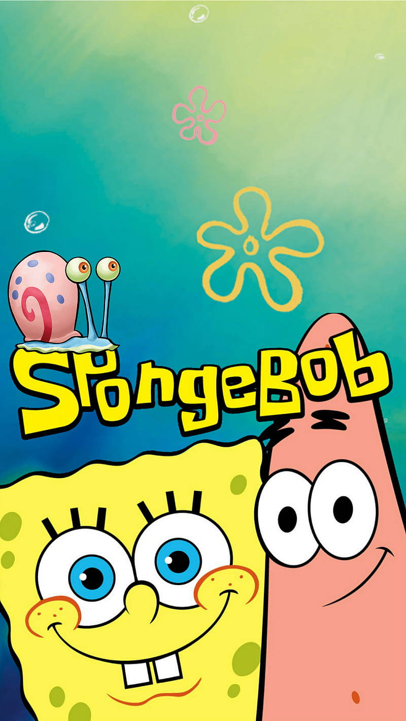 Spongebob And Patrick With Logo Background