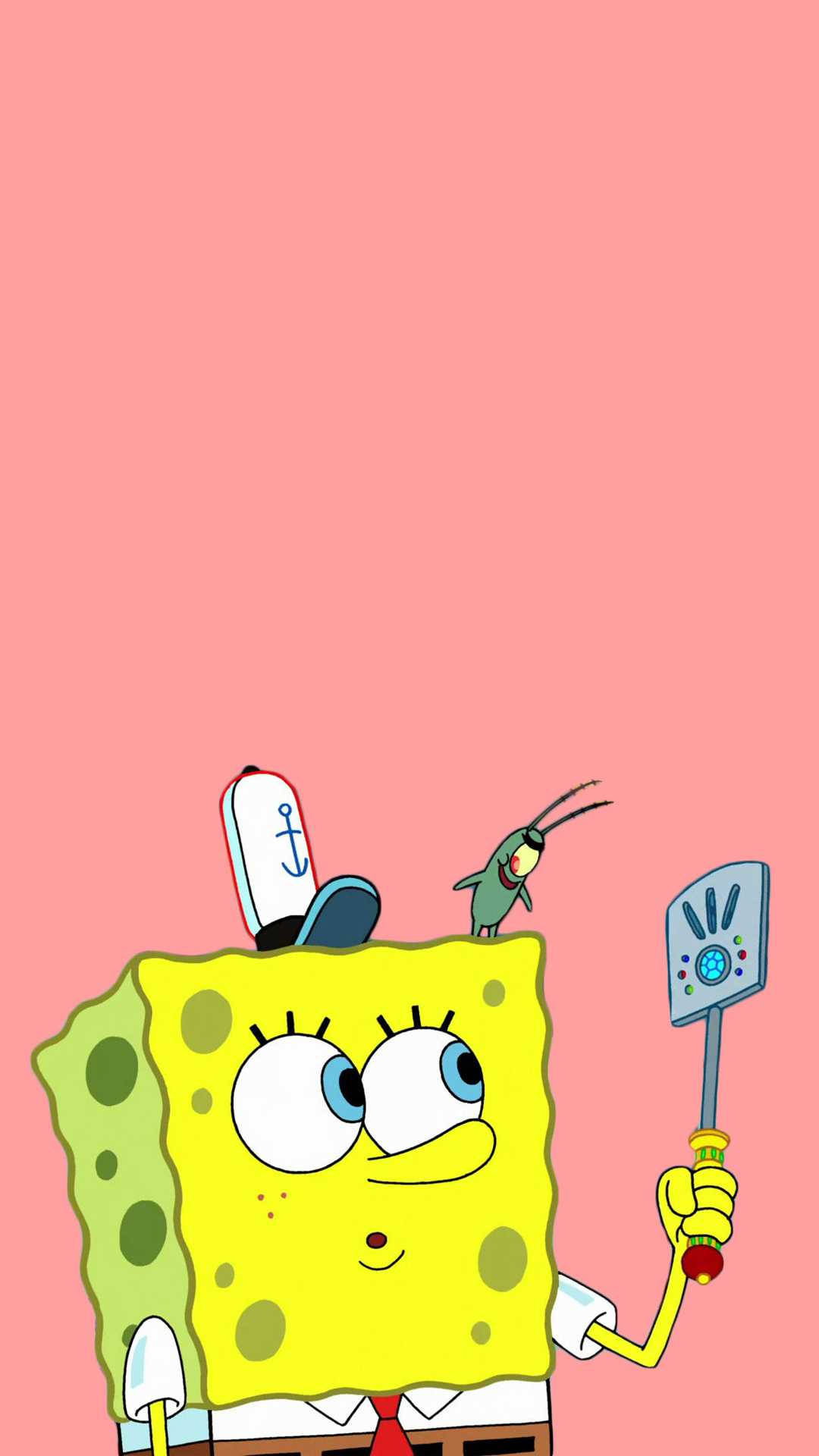 Spongebob And Plankton Cool Robot Spatula Background