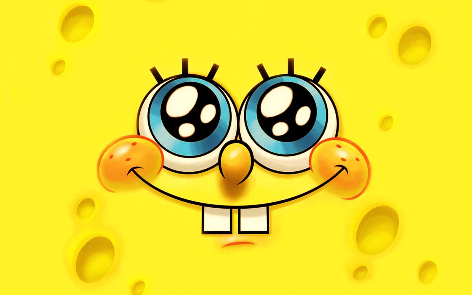 Spongebob Cool Sparkling Eyes And Wide Smile Background