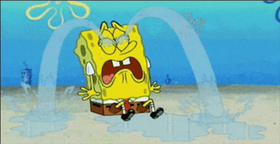 Spongebob Crying Splashing His Tears Background