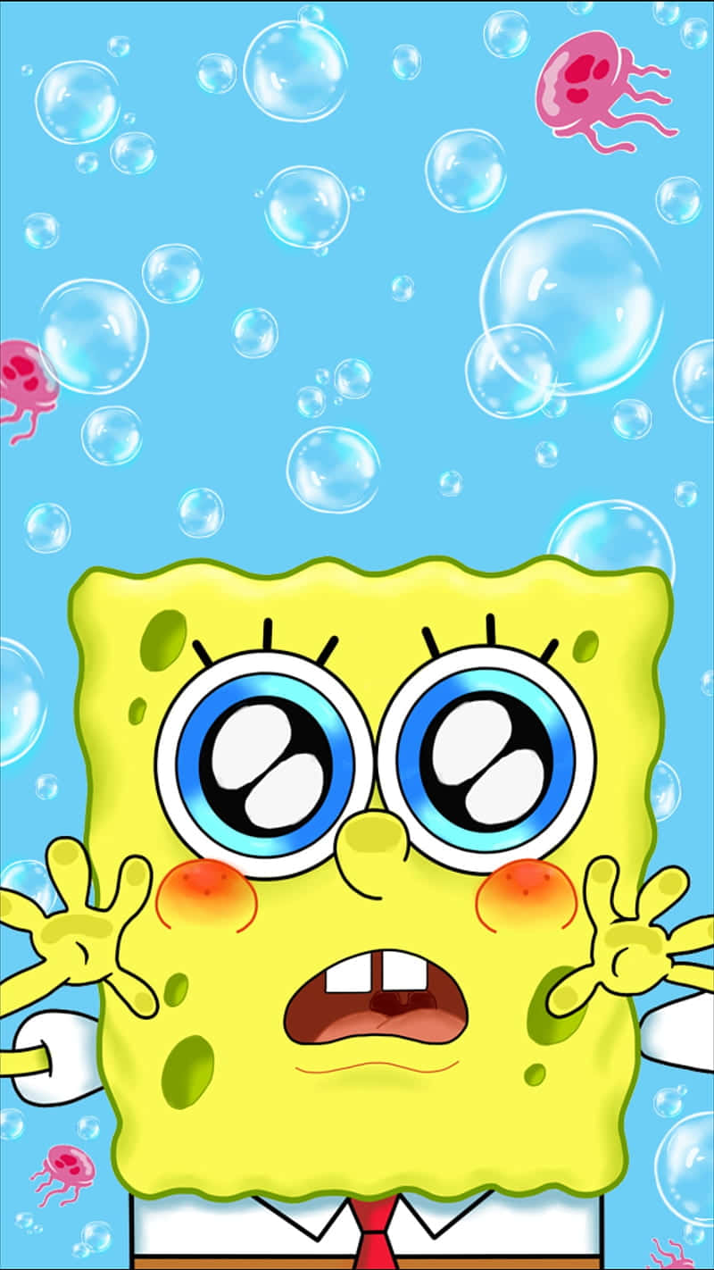 Spongebob Crying With Bubbles Iphone Background