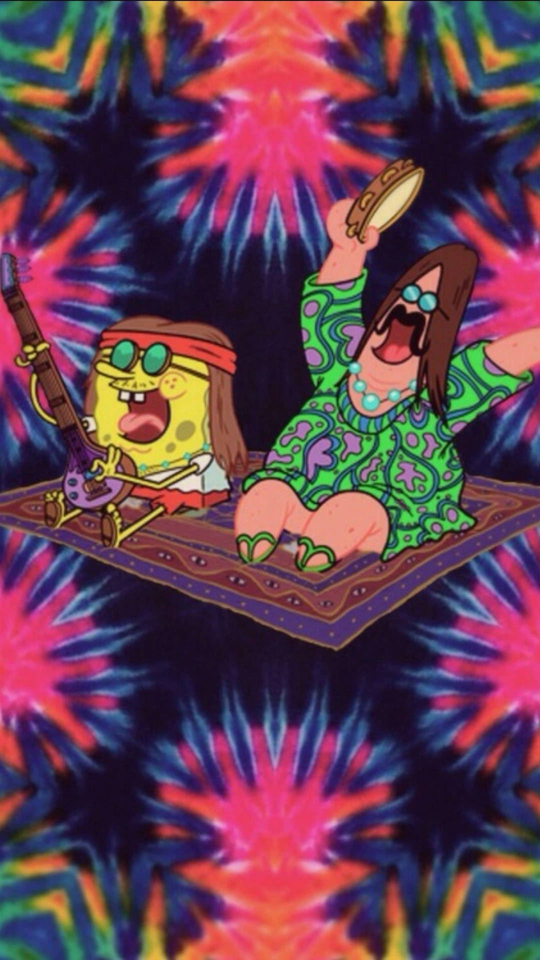 Spongebob Enjoying A Joint On A Hippie Adventure!