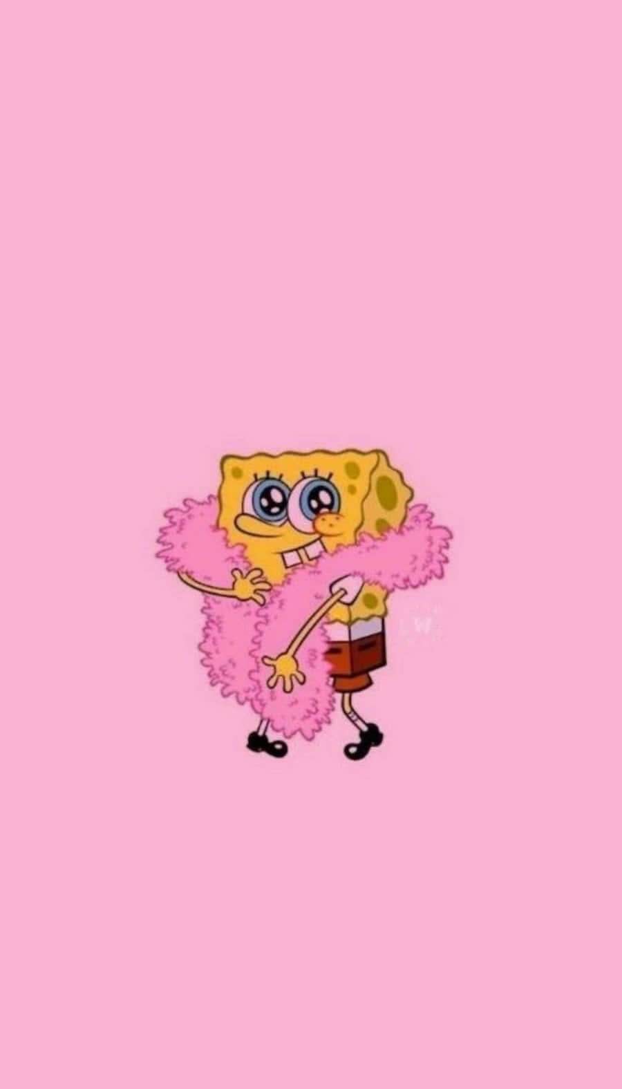 Spongebob In Pink Scarf Girly Tumblr Background