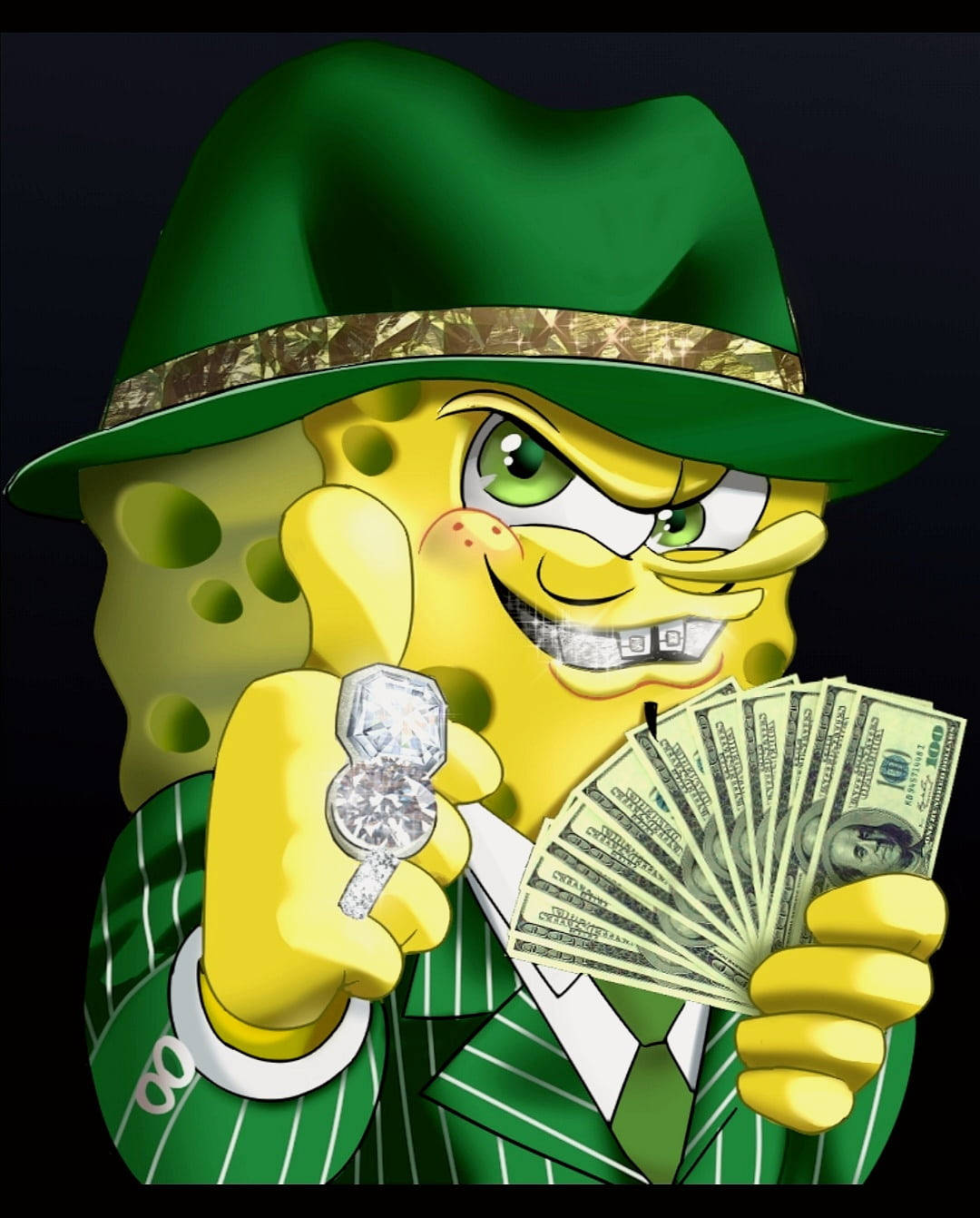 Spongebob In Suit Gangster Cartoon Background