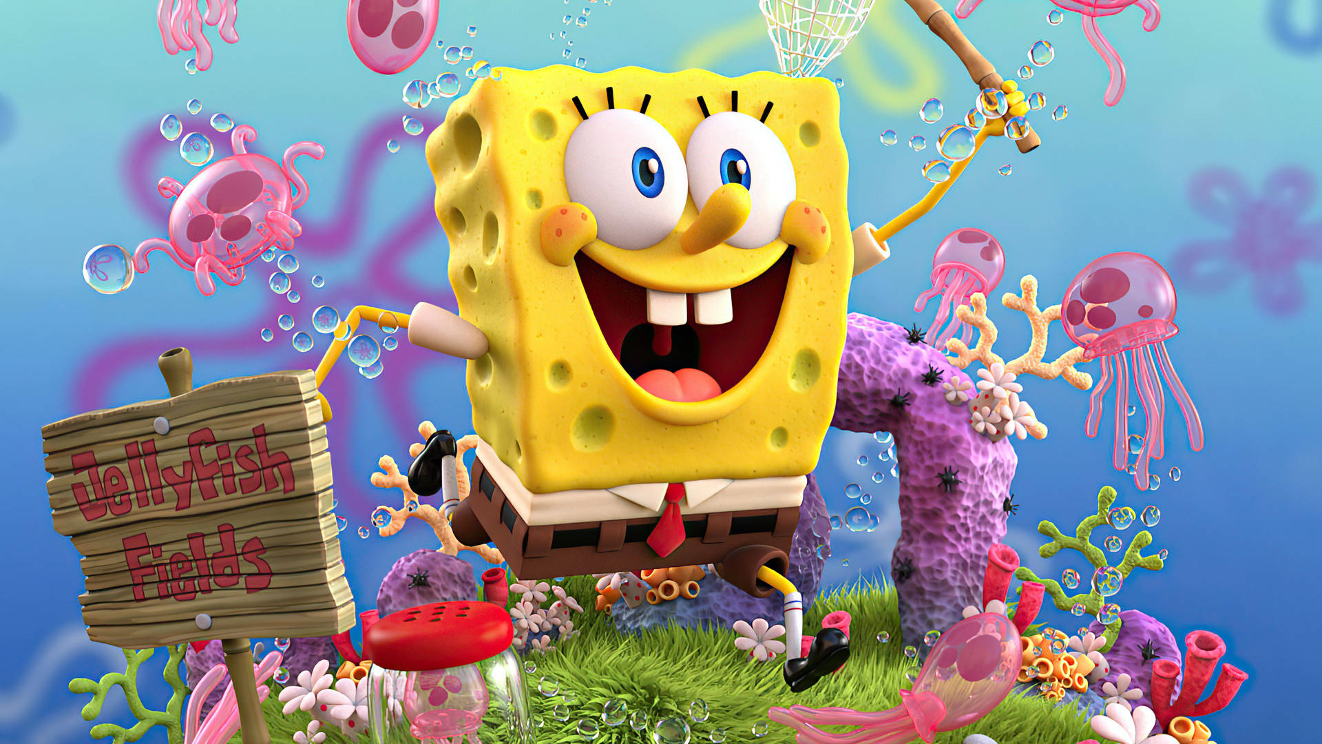 Spongebob Squarepants - A Cartoon Character With A Sign Background