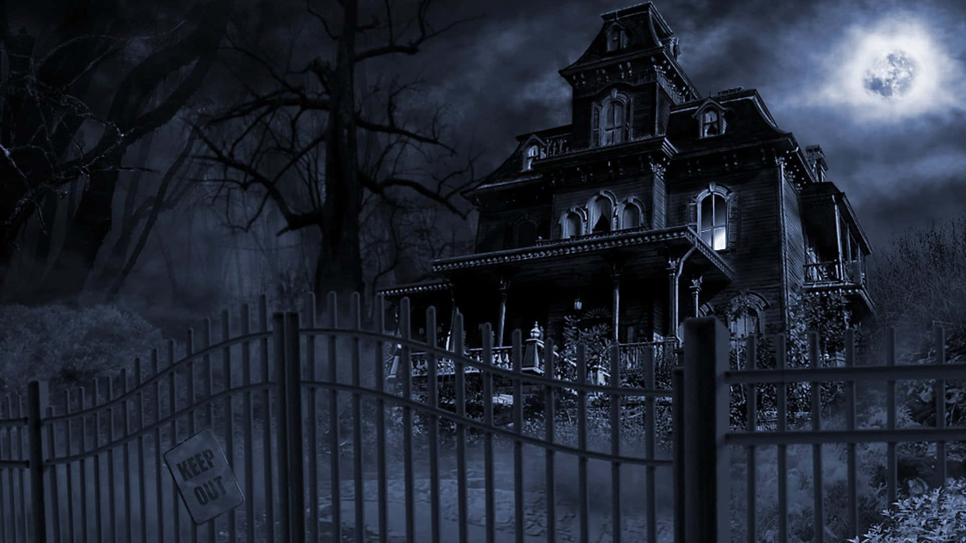 Spooky Abandoned Mansion Desktop Background