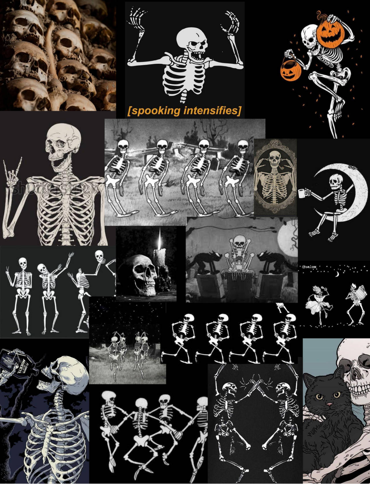 Spooky Aesthetic Dancing Skeletons Background