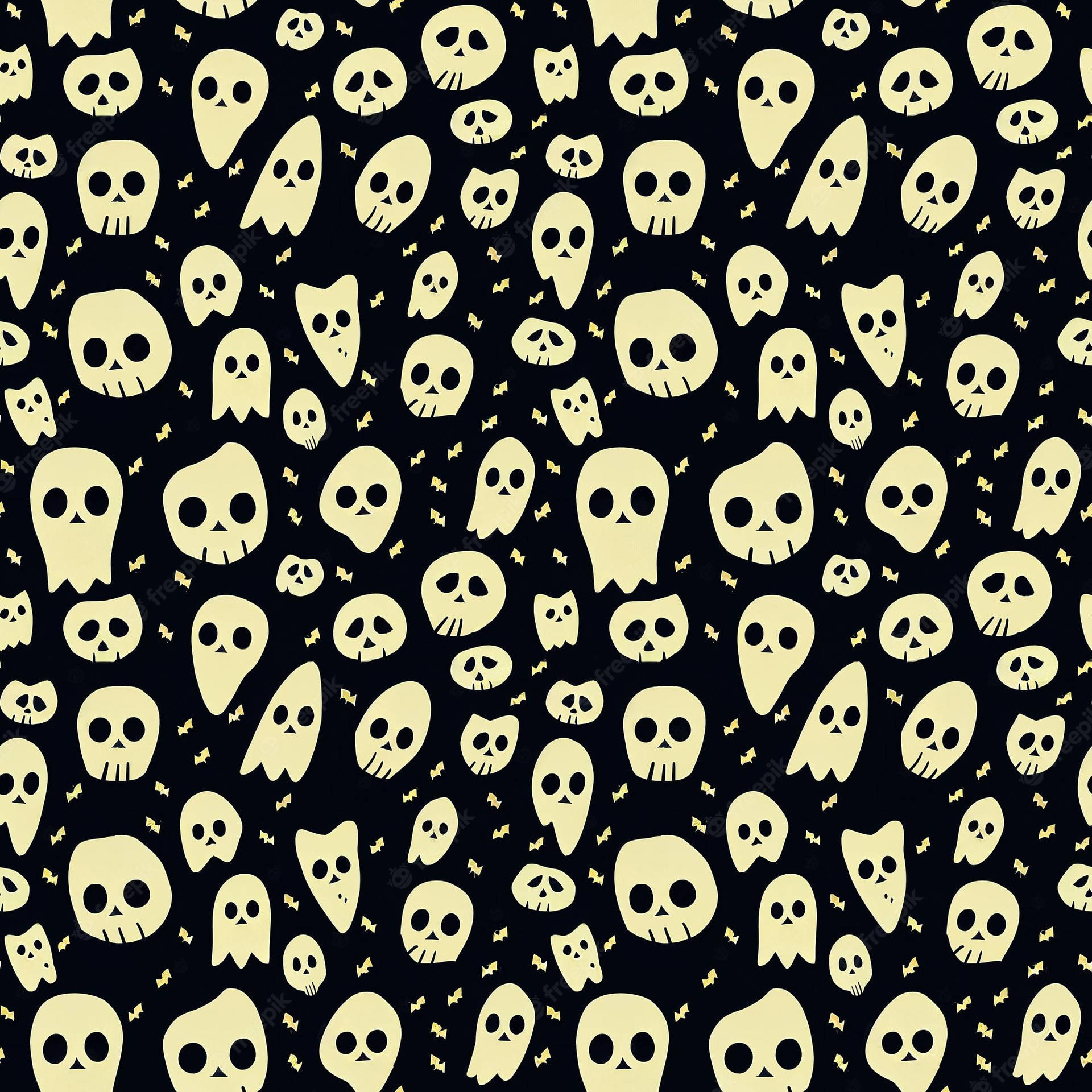 Spooky Aesthetic Differently Shaped Skulls Background