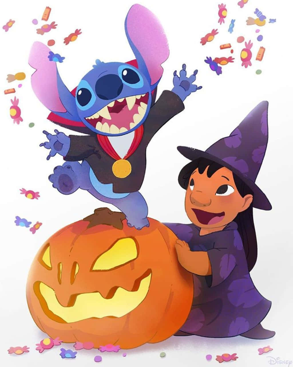 Spooky And Adorable: Lilo And Stitch Embrace The Spirit Of Halloween Background
