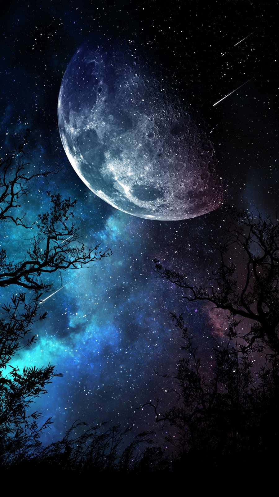 Spooky And Starry Night Sky Moon Background