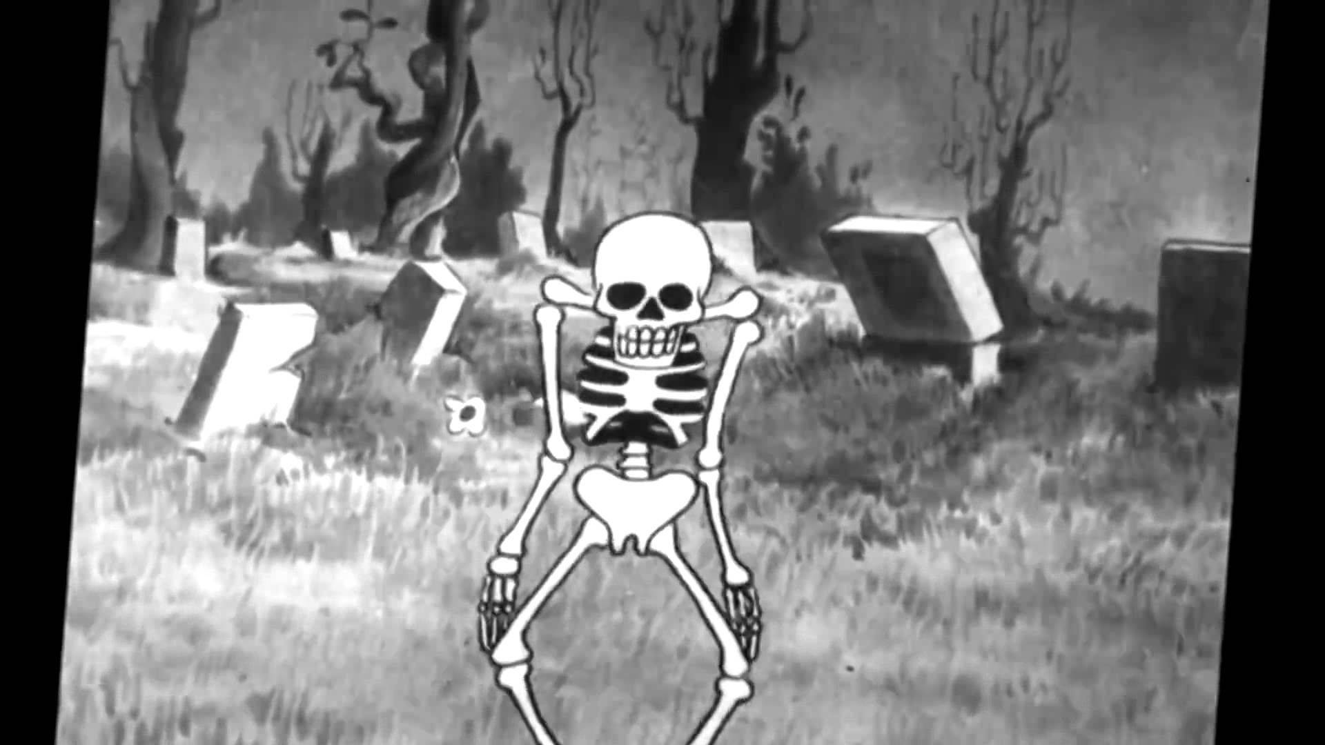 Spooky Black And White Skeleton Background