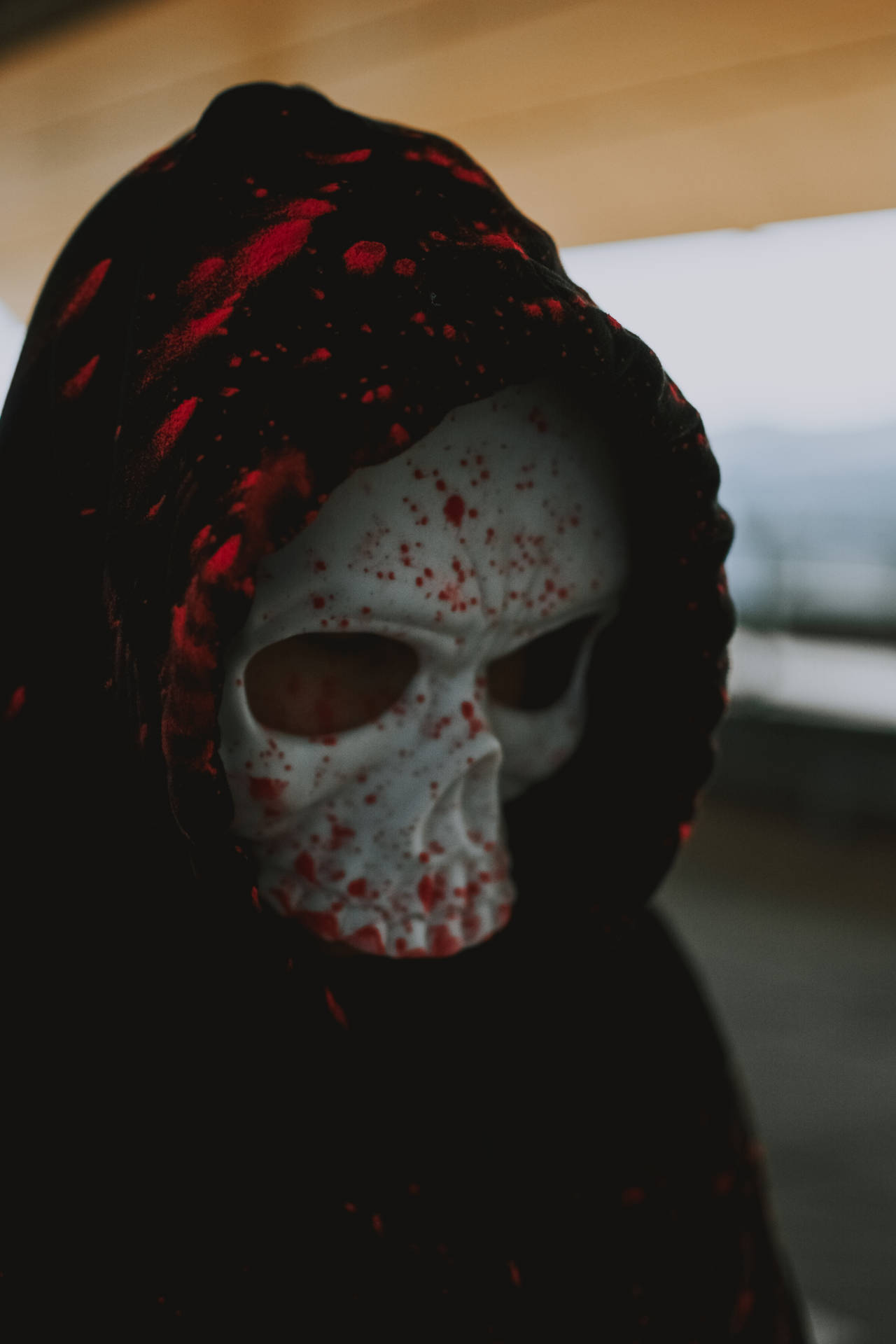 Spooky Bloody Skeleton Mask Background