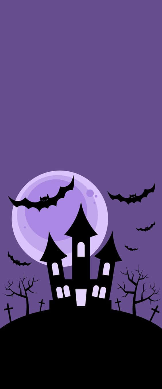 Spooky Castle Surrounded By Dead Trees Purple Halloween Background