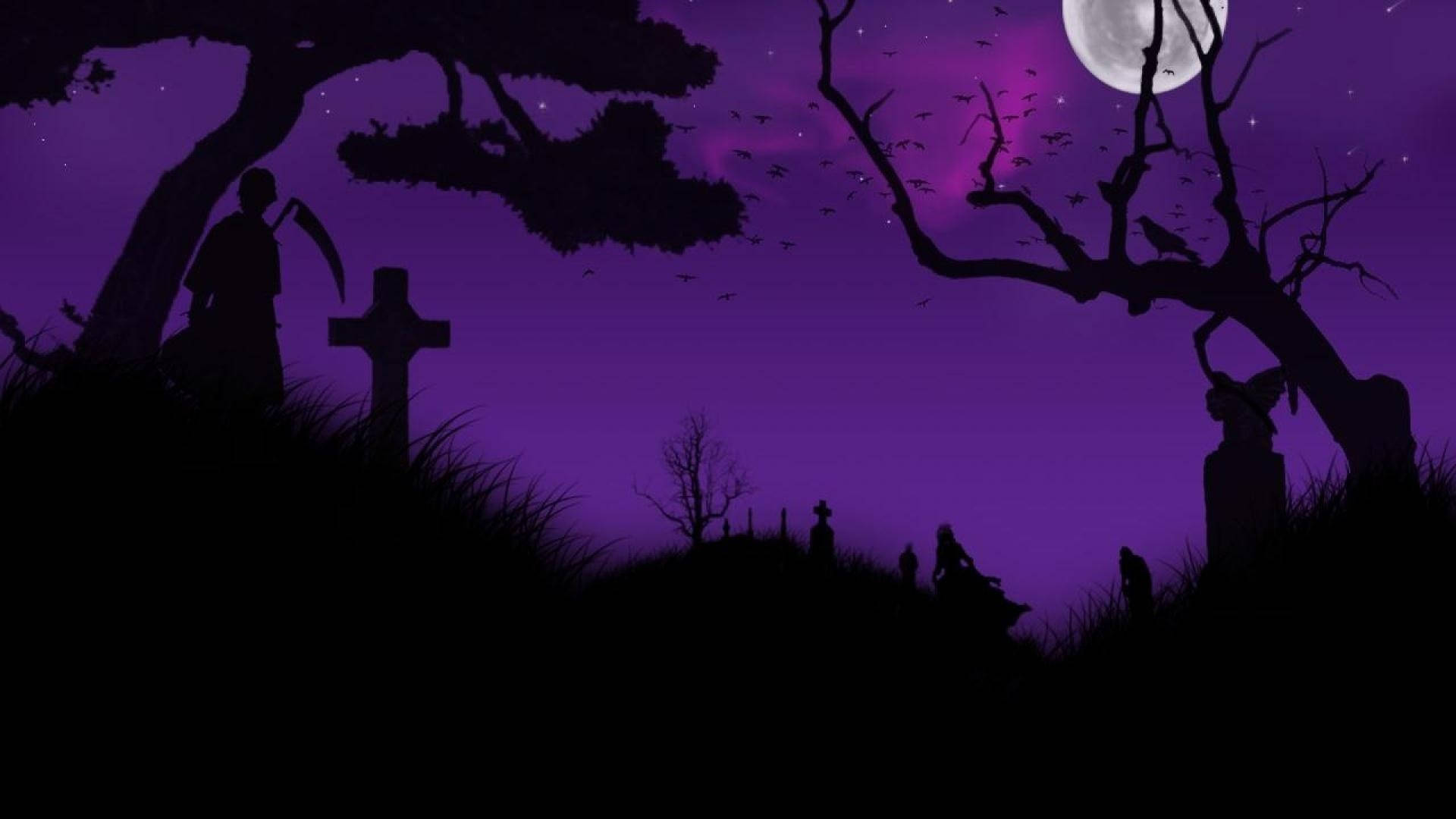 Spooky Cemetery Halloween Computer Background