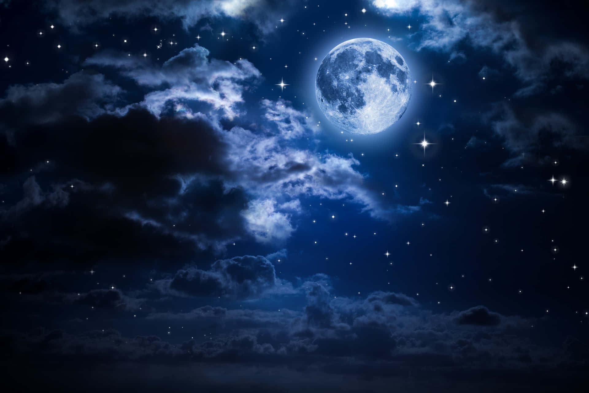 Spooky Clouds Night Sky Moon Background