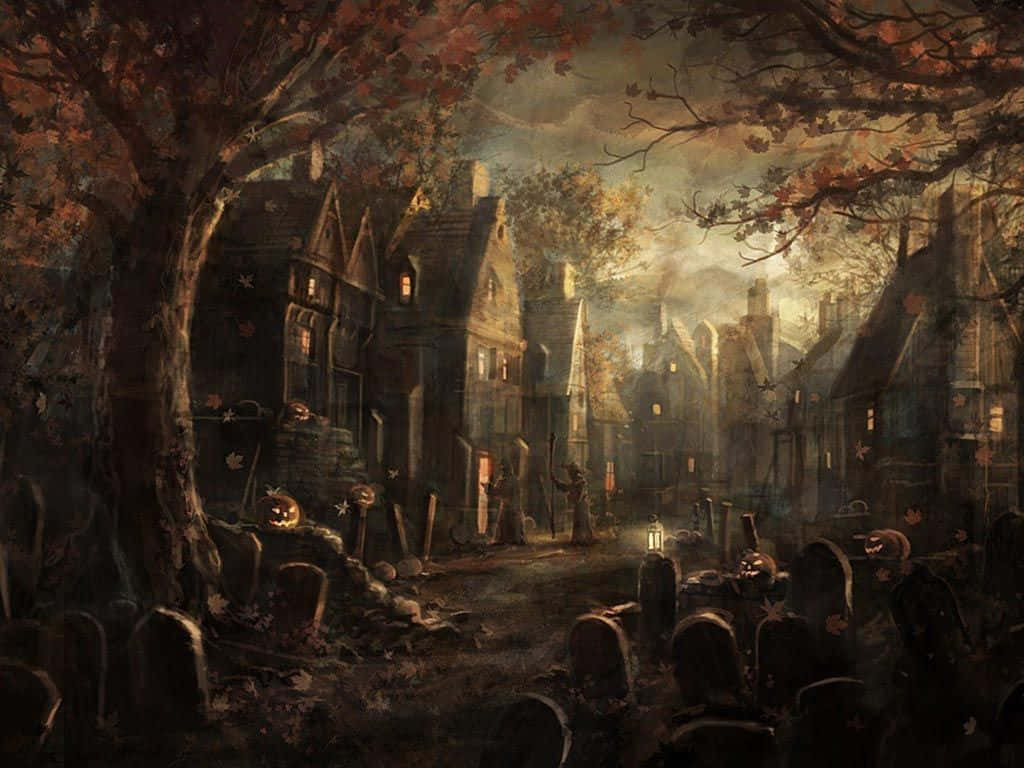 Spooky Dark Cemetery Desktop Background