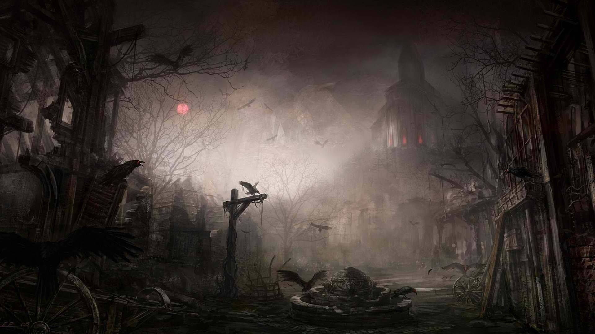 Spooky Dark Temple Background