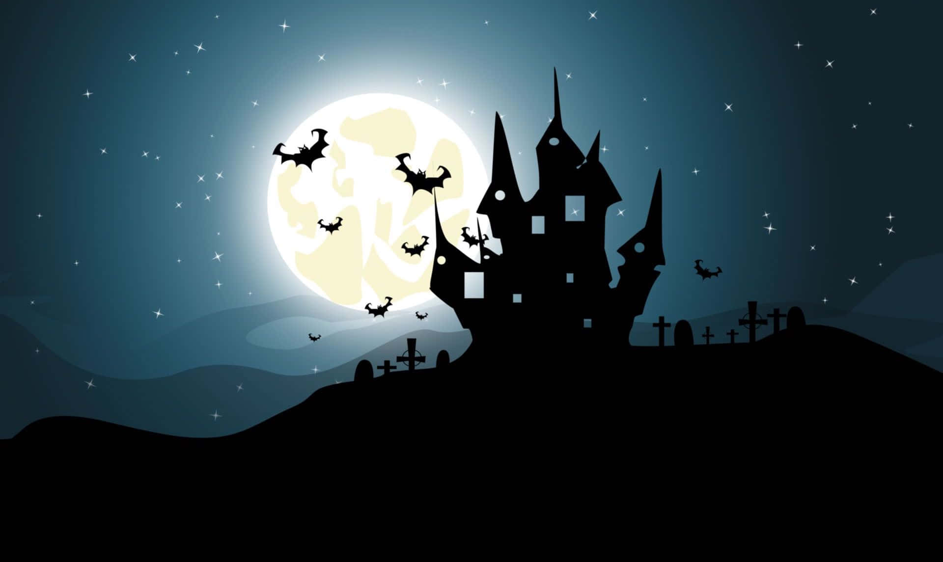 Spooky Full Moon Digital Art Desktop Background
