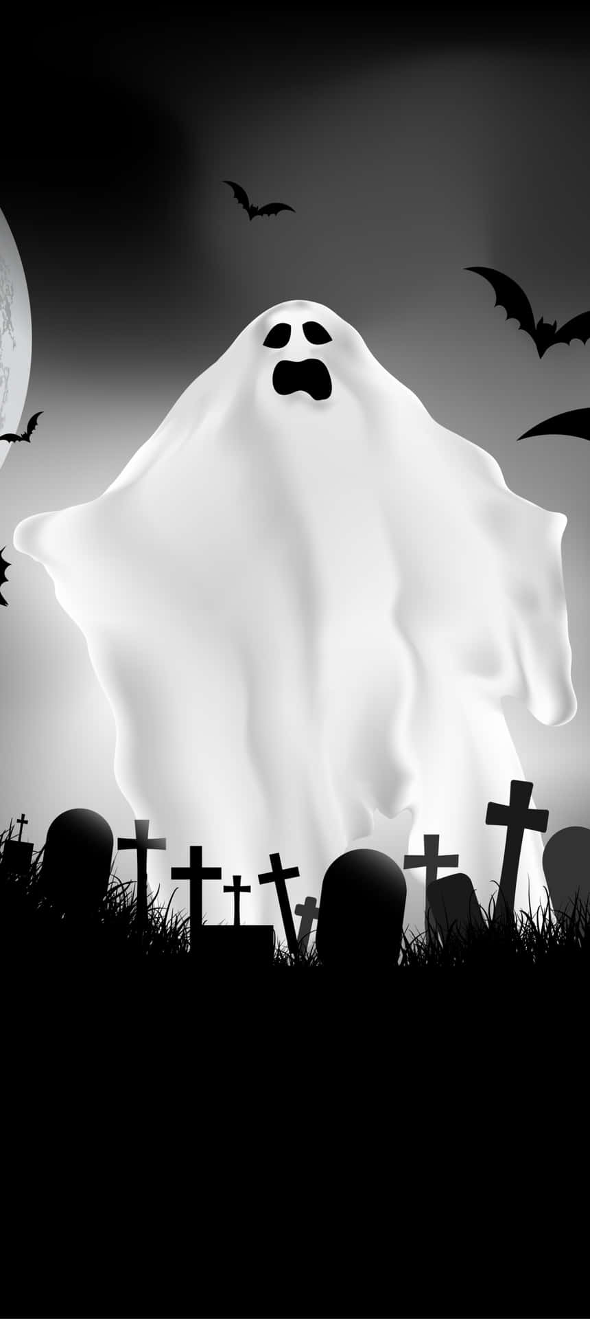 Spooky Ghost Graveyard Scene Background