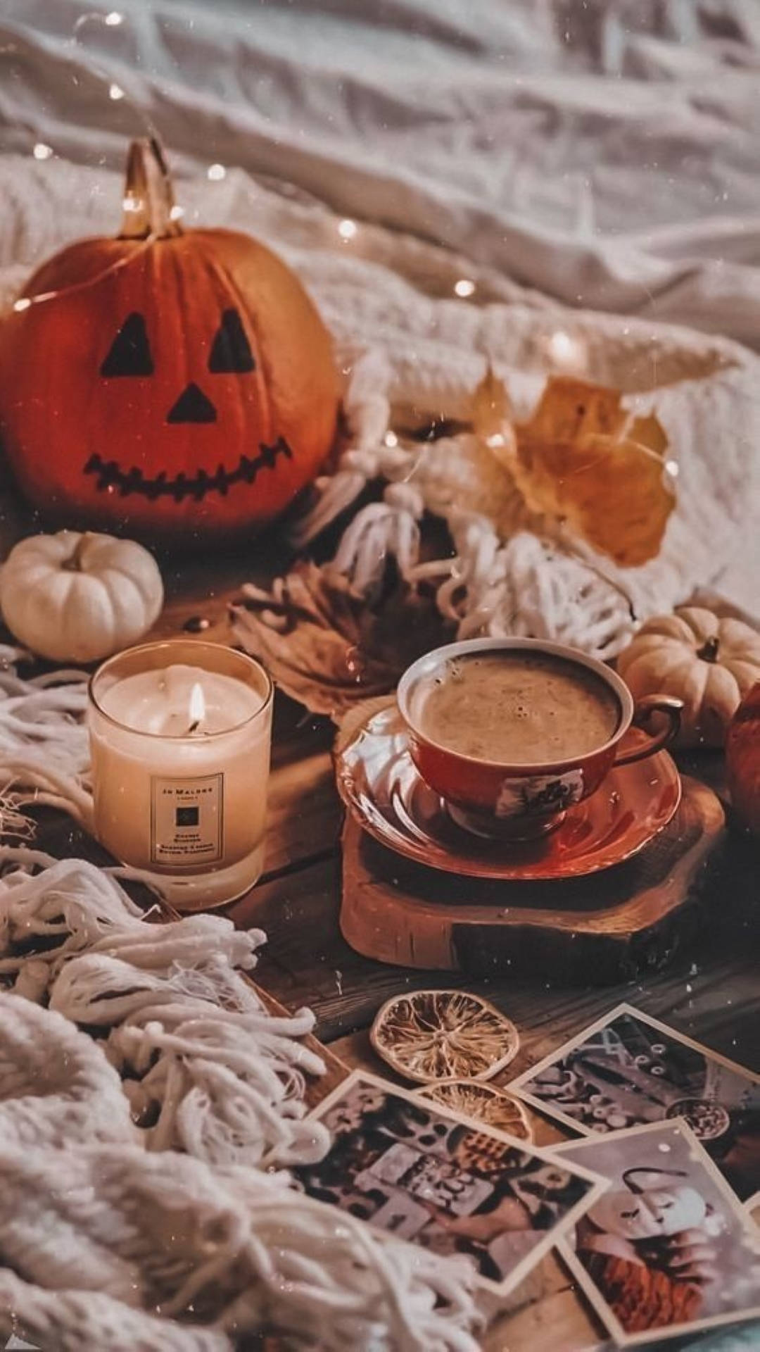 Spooky Halloween Flat Lay Aesthetic With Classic Festive Elements Background