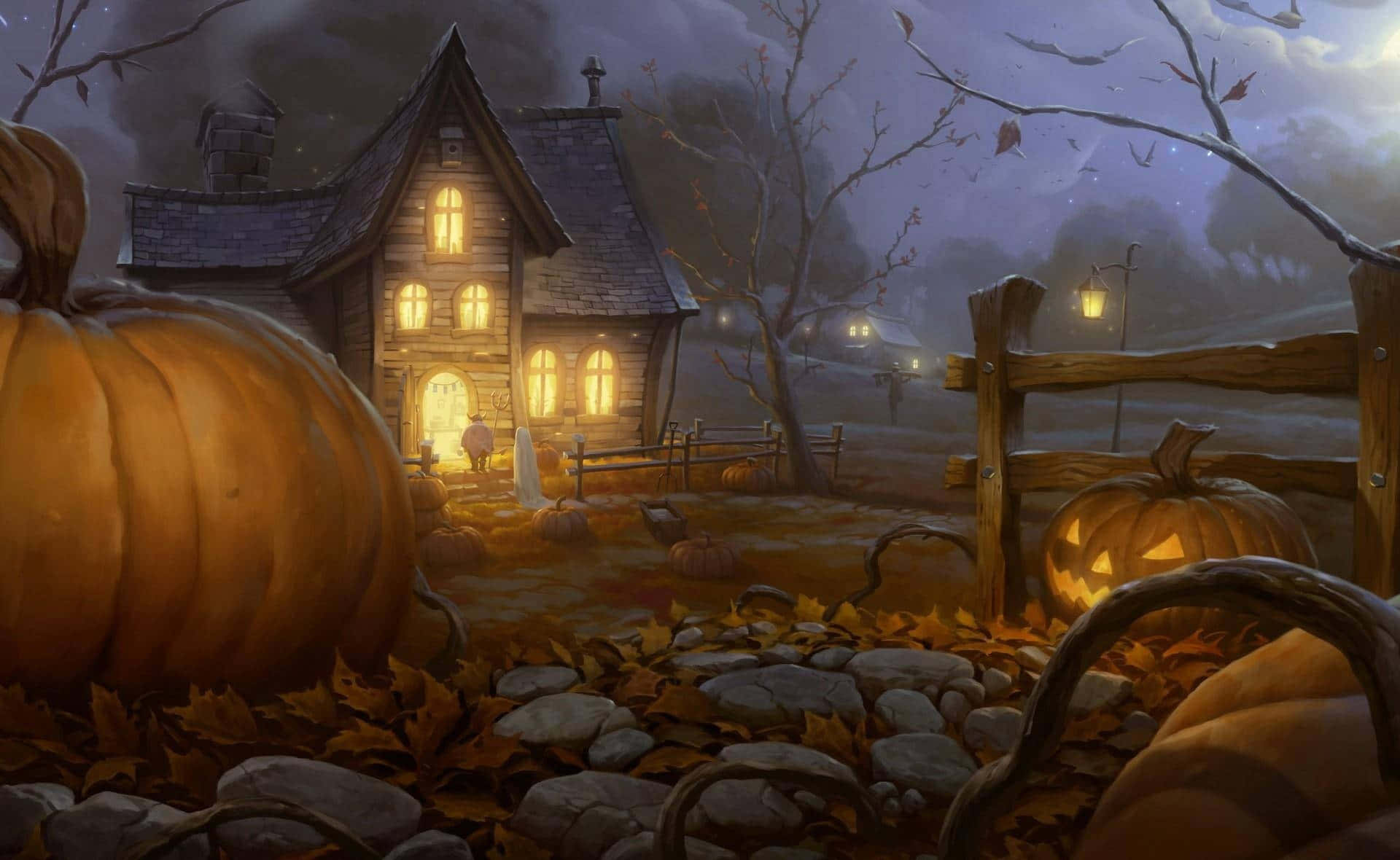 Spooky Halloween Haunted House Background