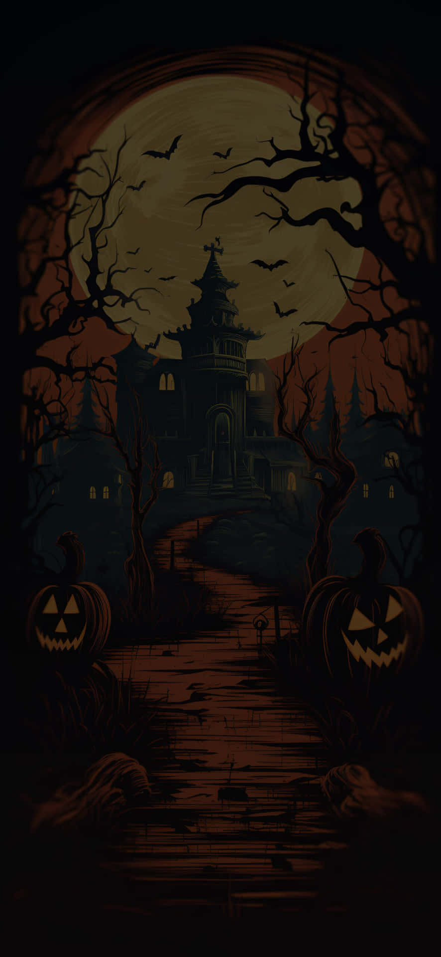 Spooky Halloween Mansion Illustration Background