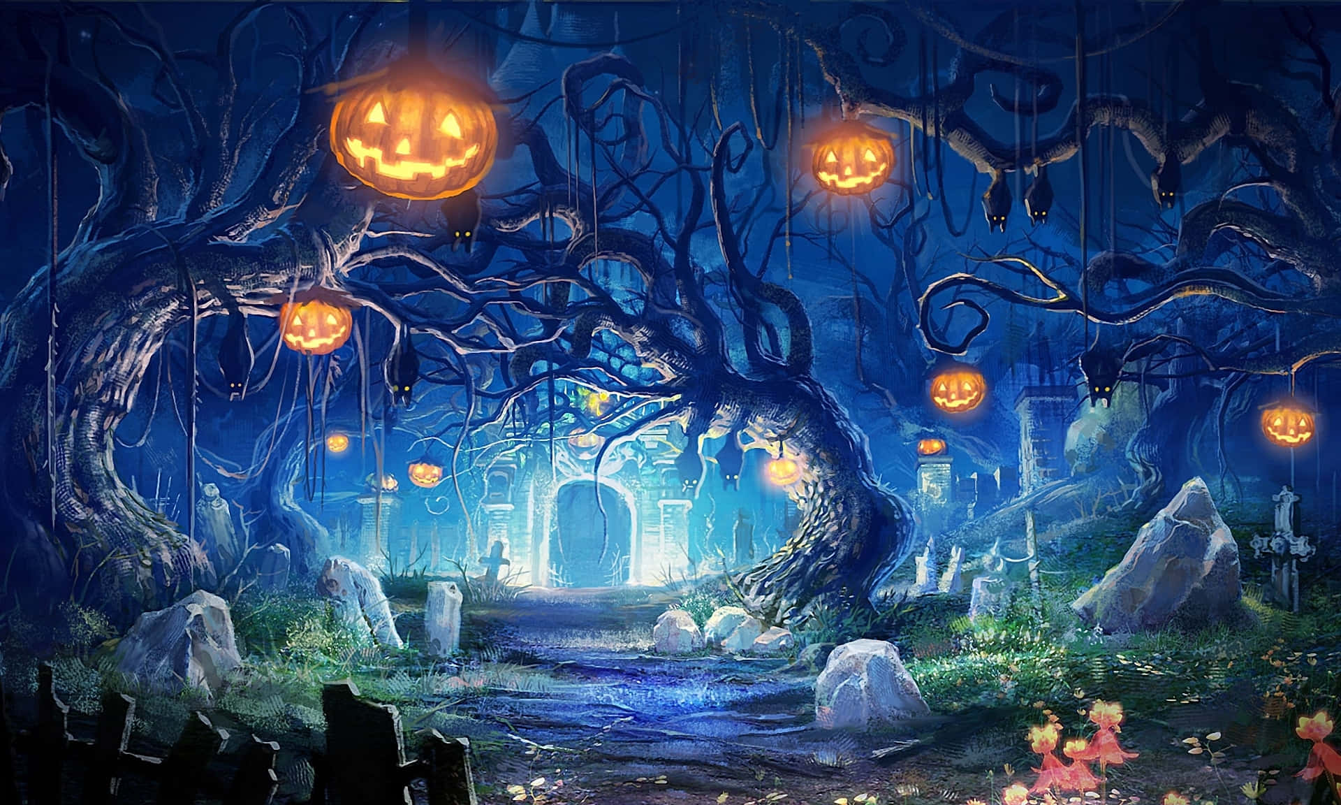 Spooky Halloween Night In 1920 X 1080. Background