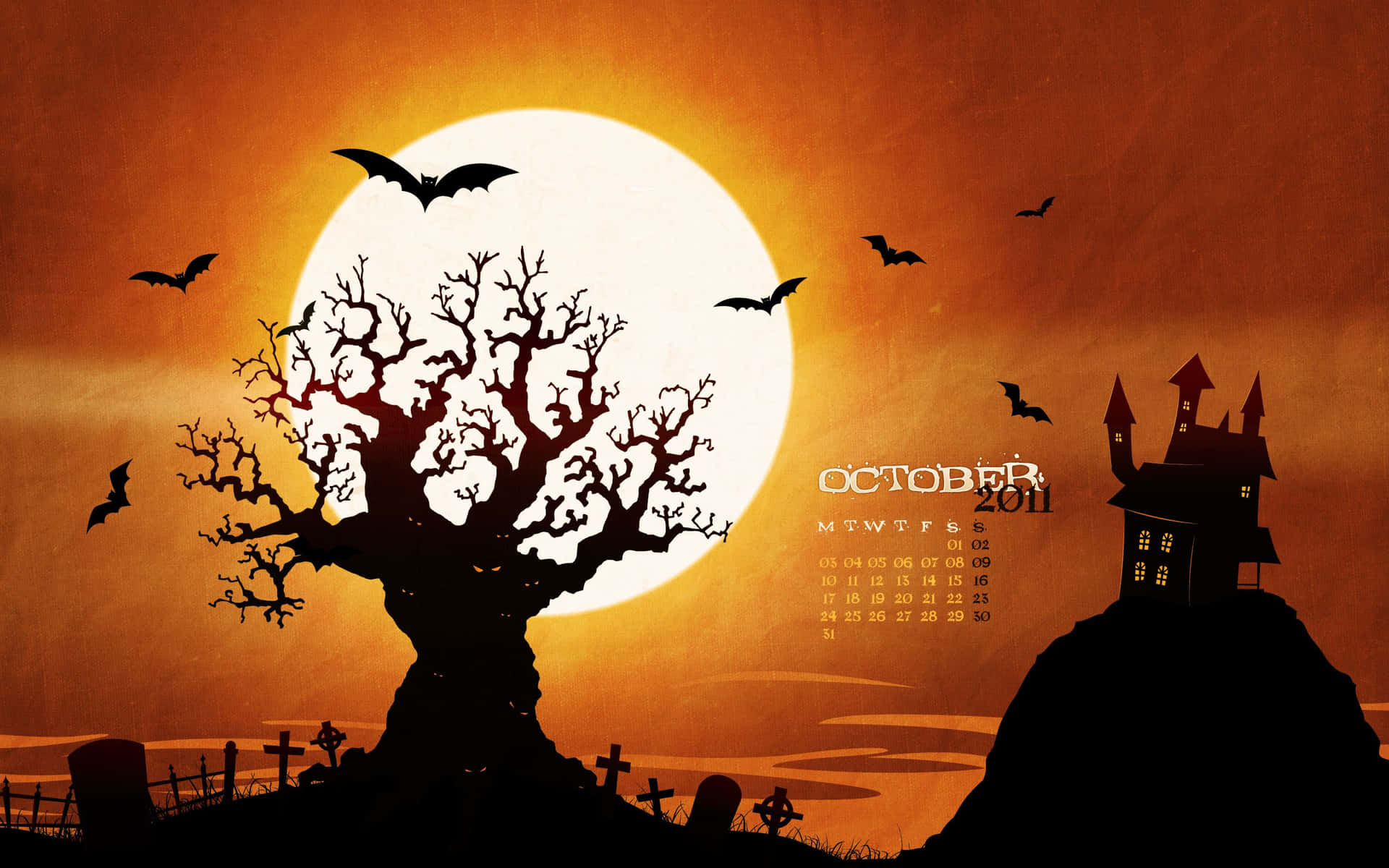 Spooky Halloween Orange Desktop Background