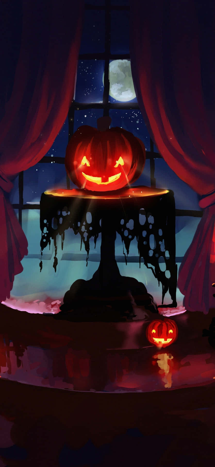 Spooky Halloween Pumpkin Night Background