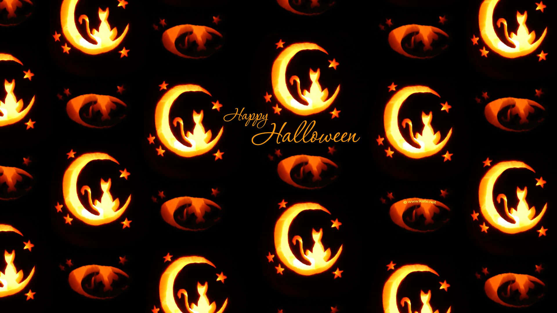 Spooky Halloween Pumpkins Glowing In The Midnight Scenes