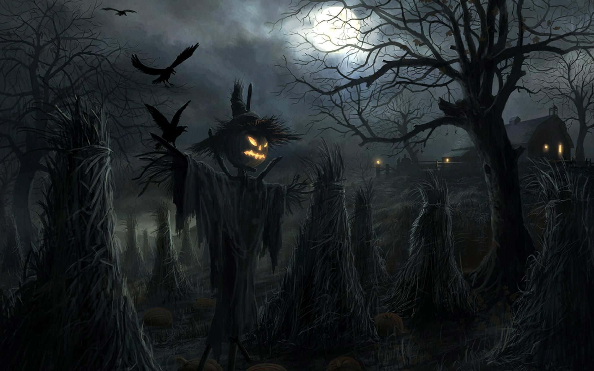Spooky Halloween Scarecrow Desktop Background