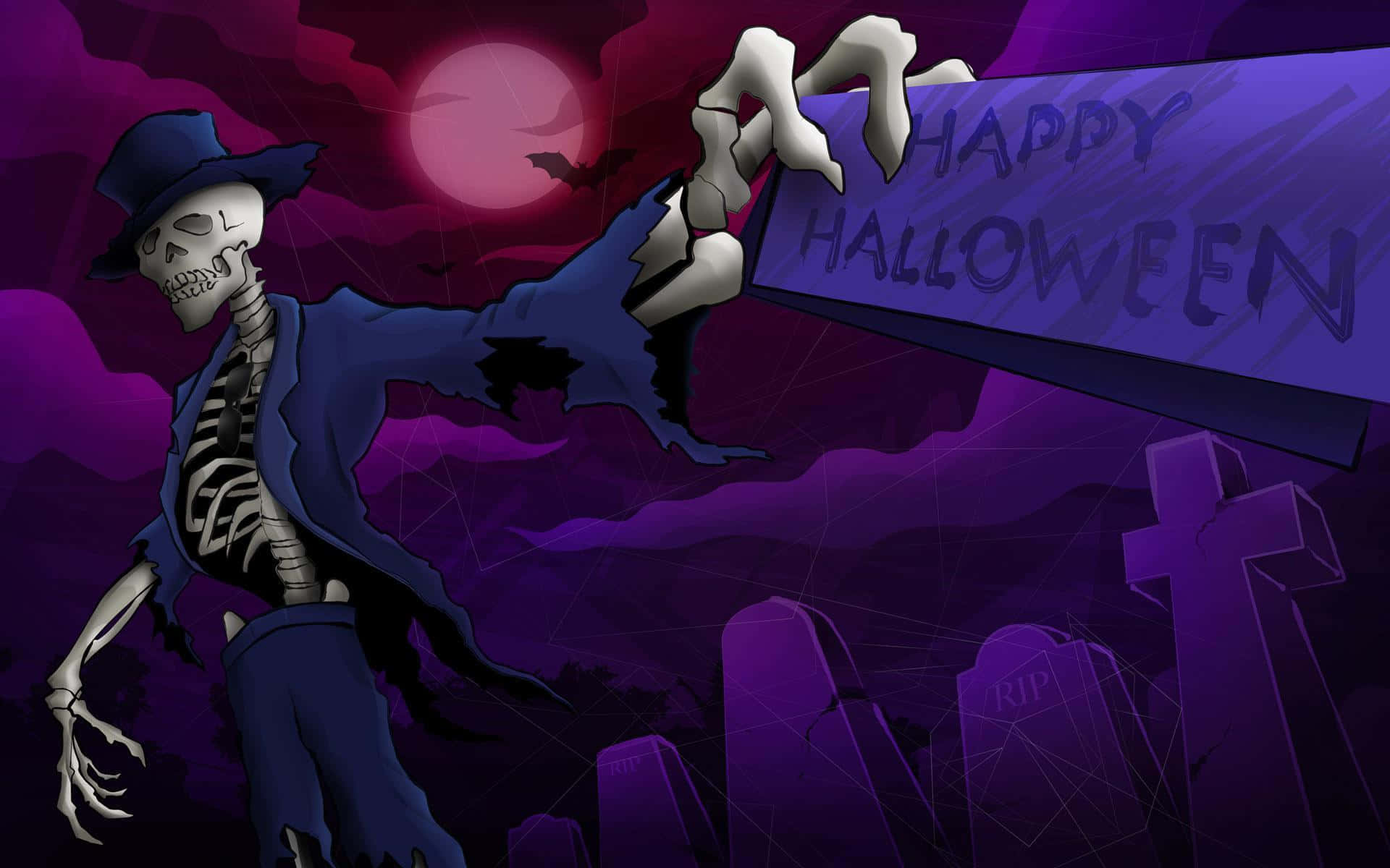 Spooky Halloween Skeleton Decoration Background