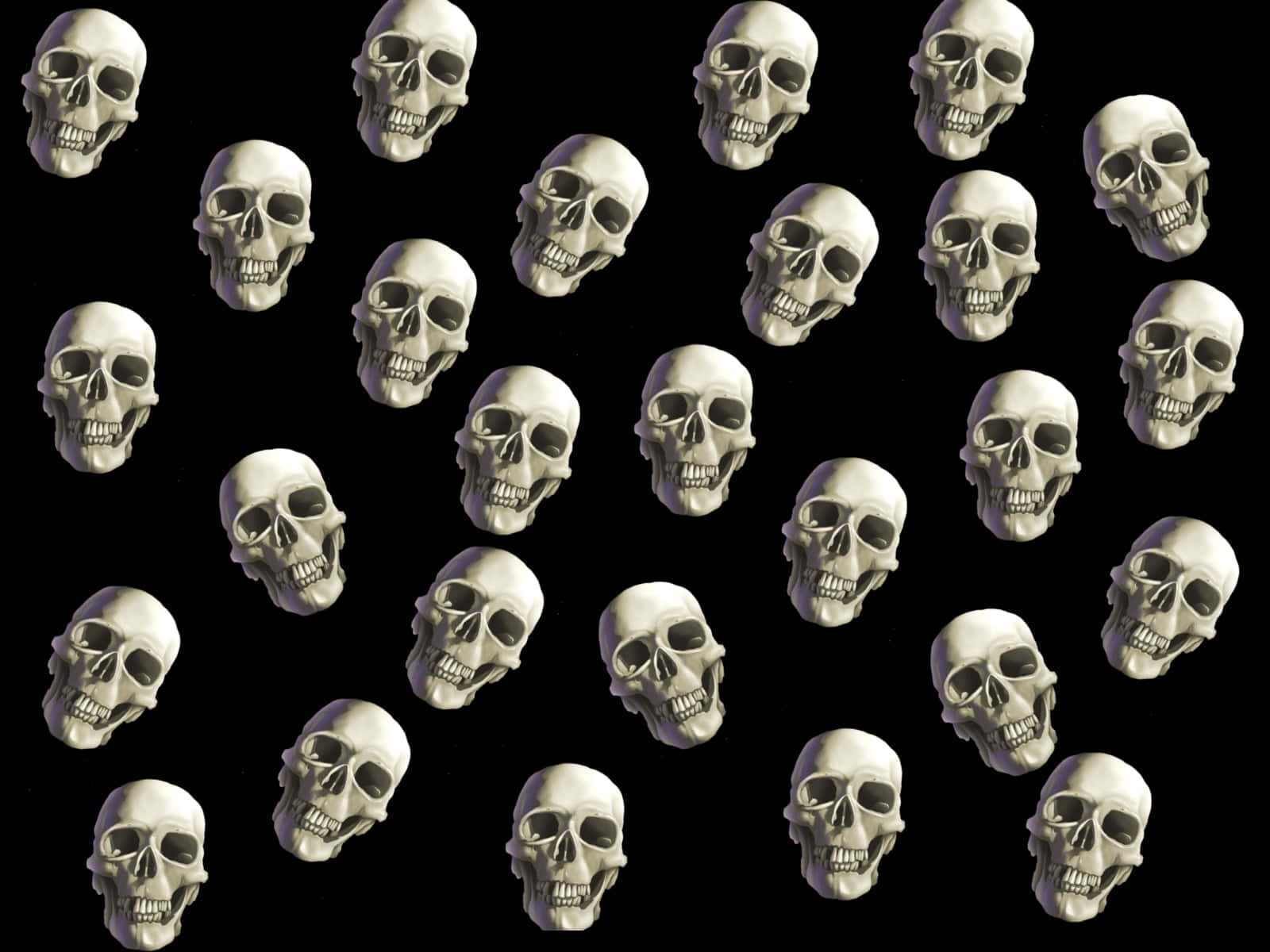 Spooky Halloween Skeleton Grinning In The Darkness Background