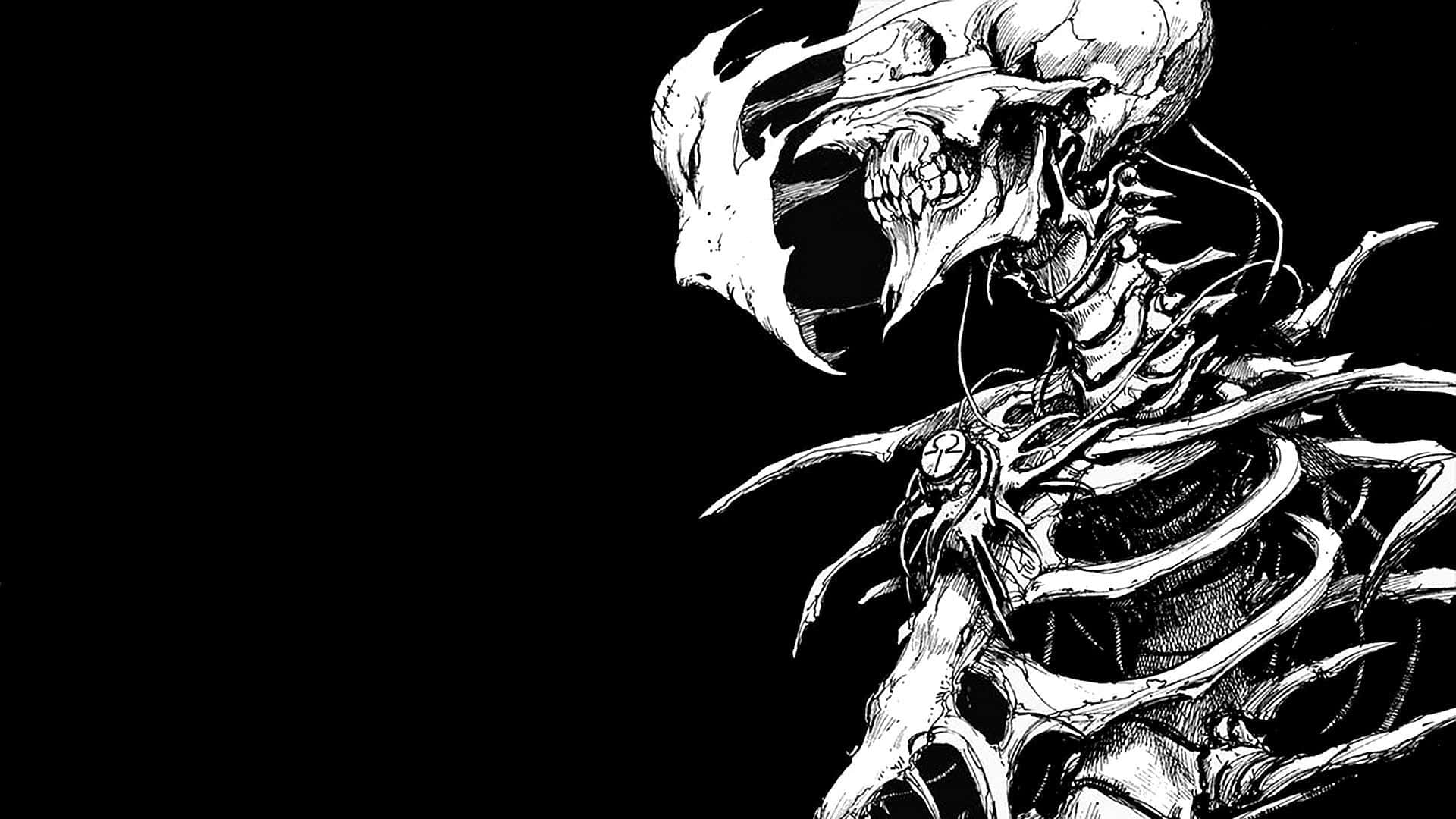 Spooky Halloween Skeleton In The Moonlit Graveyard Background
