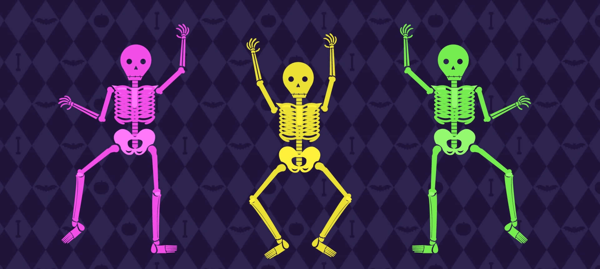 Spooky Halloween Skeleton On A Full Moon Night Background