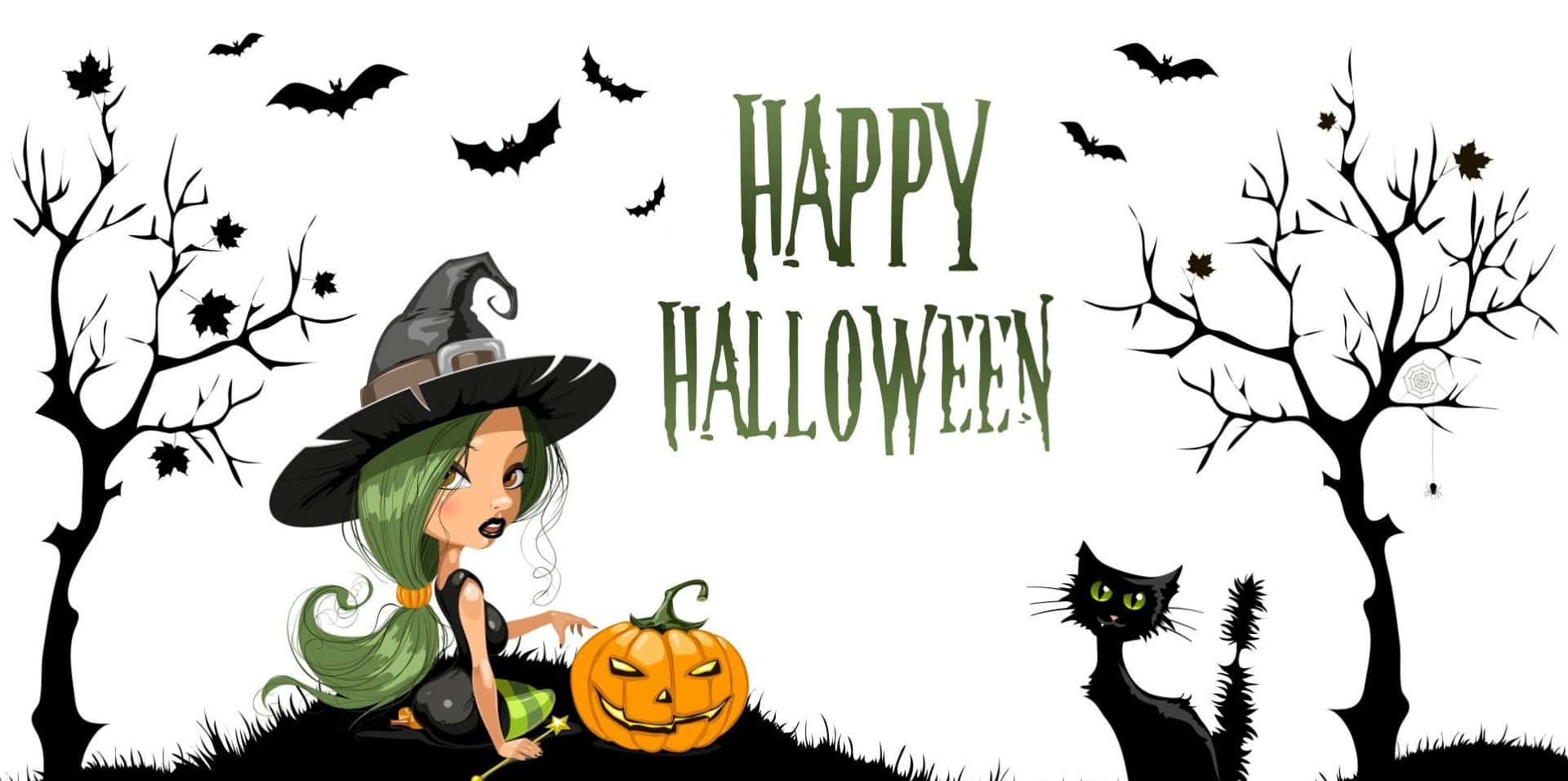 Spooky Halloween Witch Background