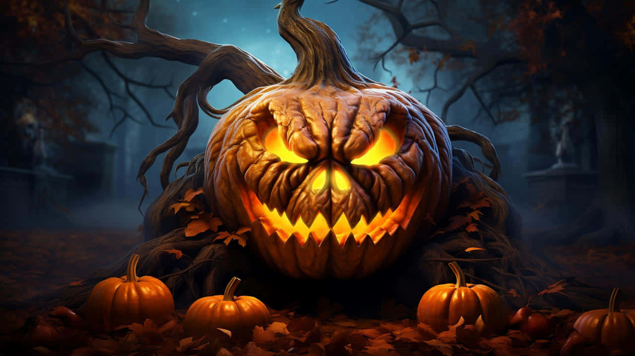 Spooky Jack O Lantern Night Scene Background