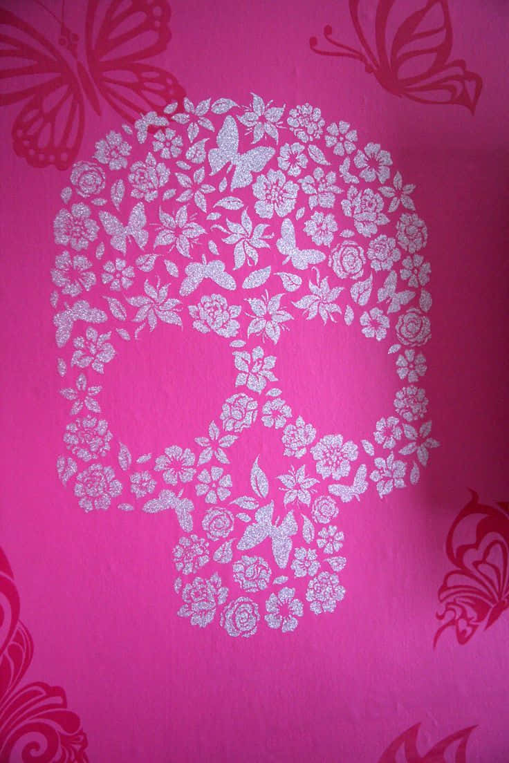 Spooky Pink Skull Background