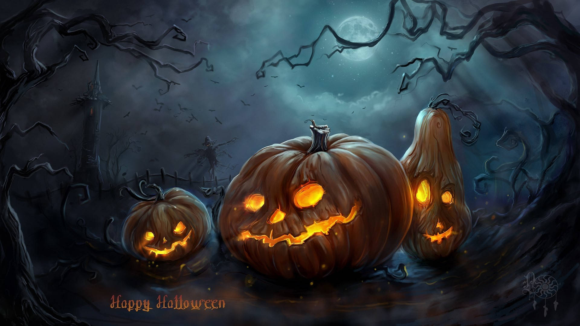 Spooky Pumpkins Halloween Computer Background