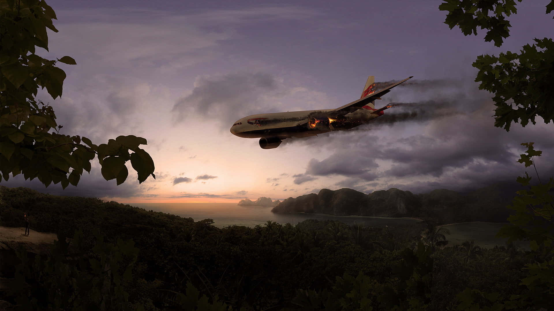 Spooky Scenery Airplane Desktop Background