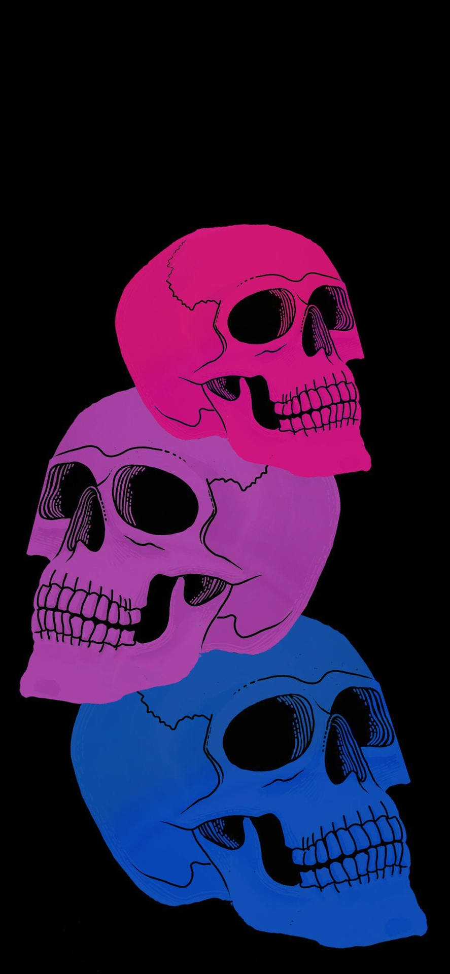 Spooky Season Colorful Skulls Background