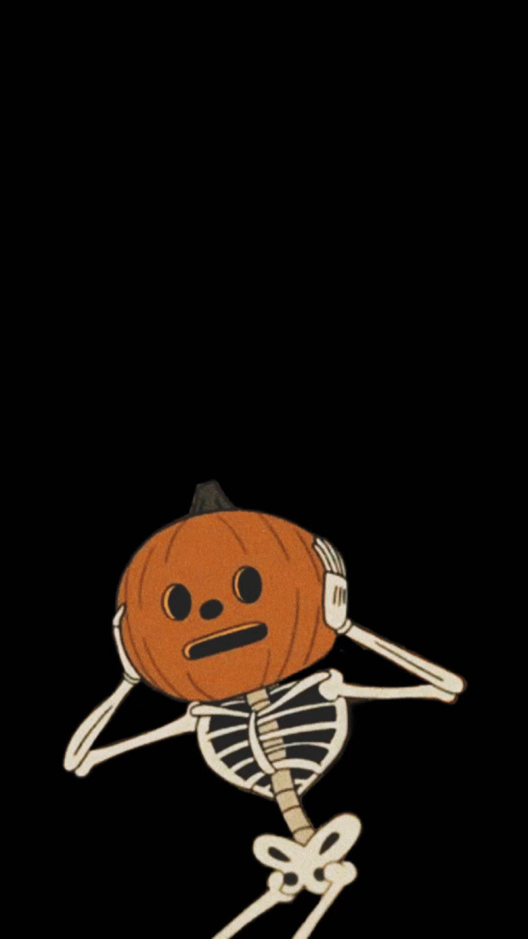 Spooky Season Pumpkin Skeleton Background