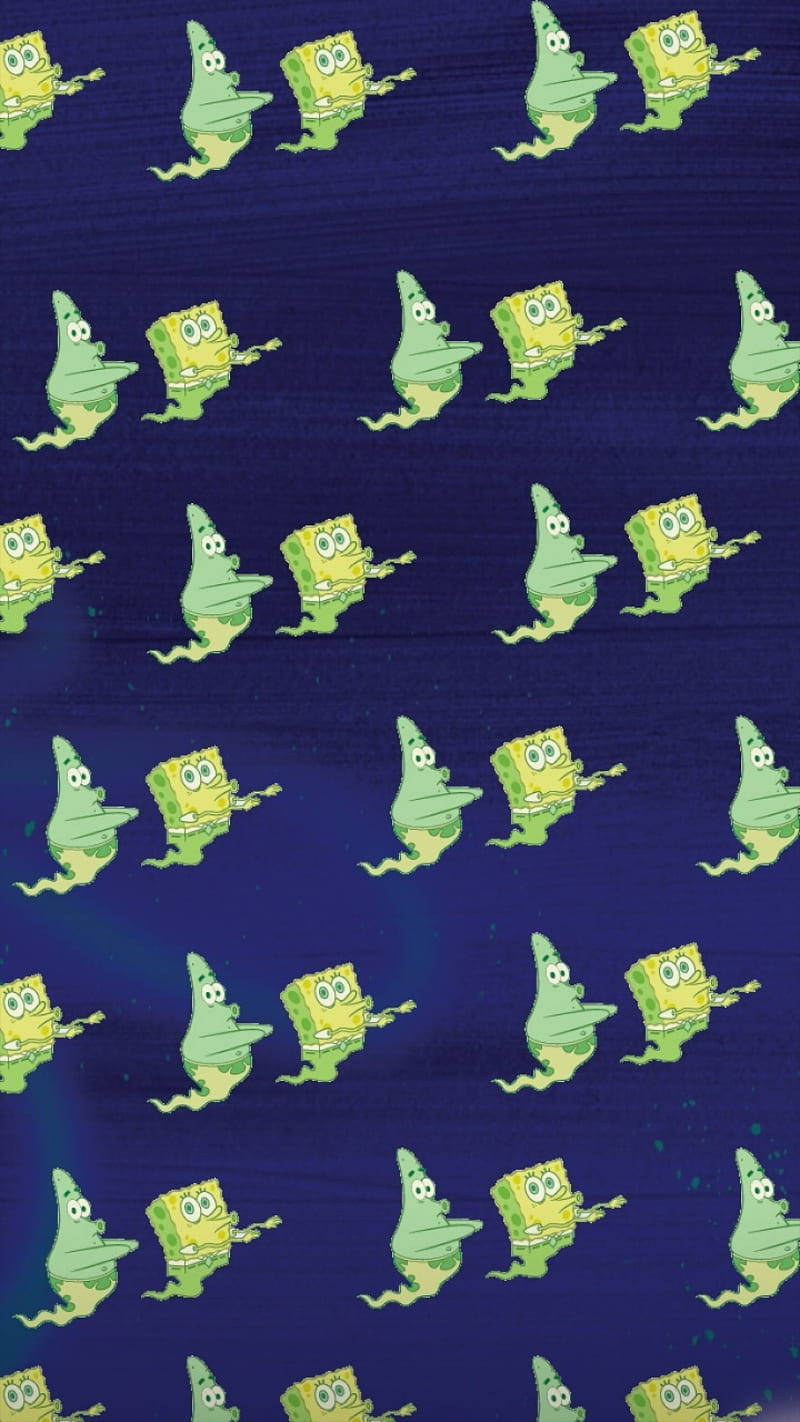 Spooky Spongebob And Patrick Ghost Pattern