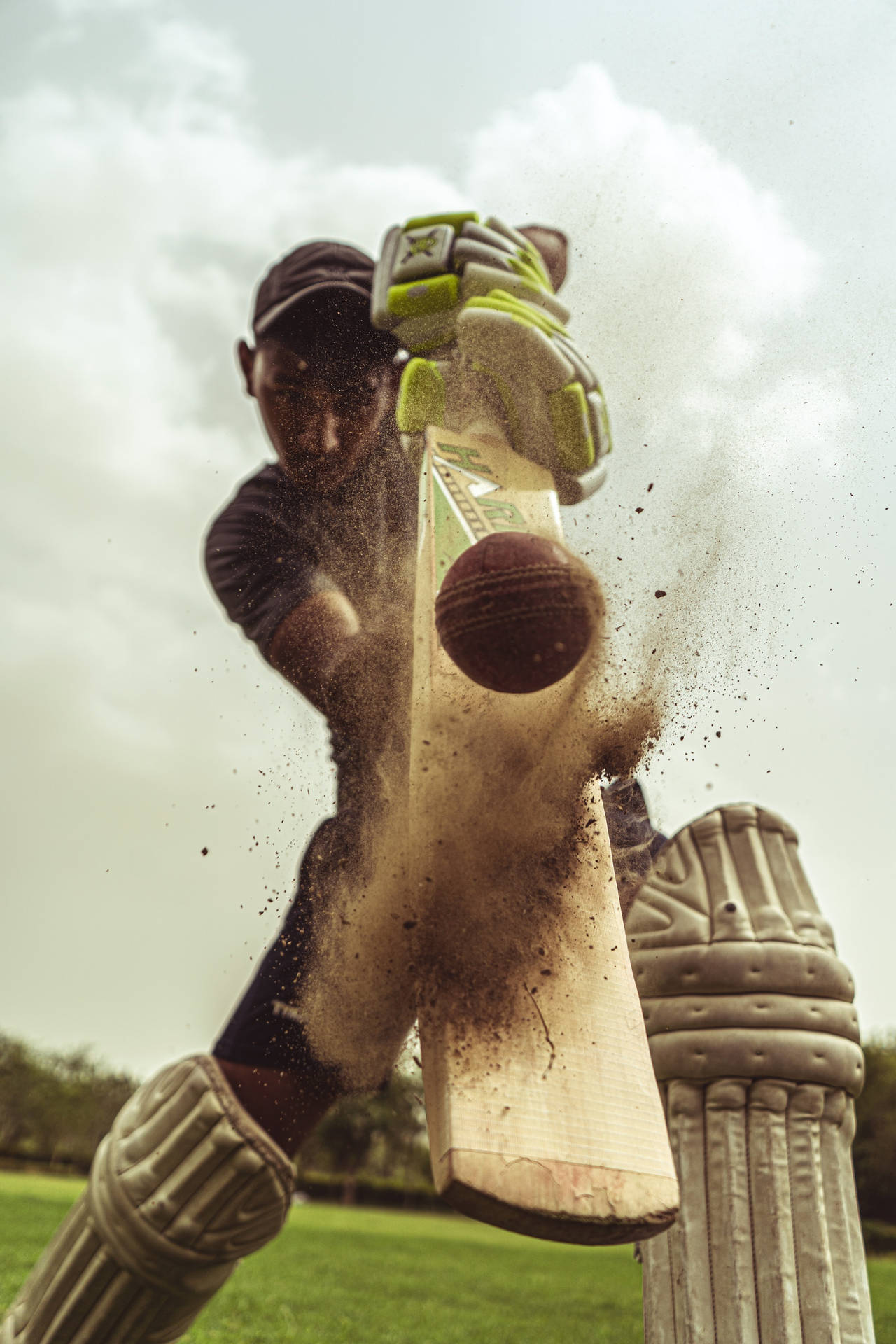 Sport Cricket Batter On Field Background