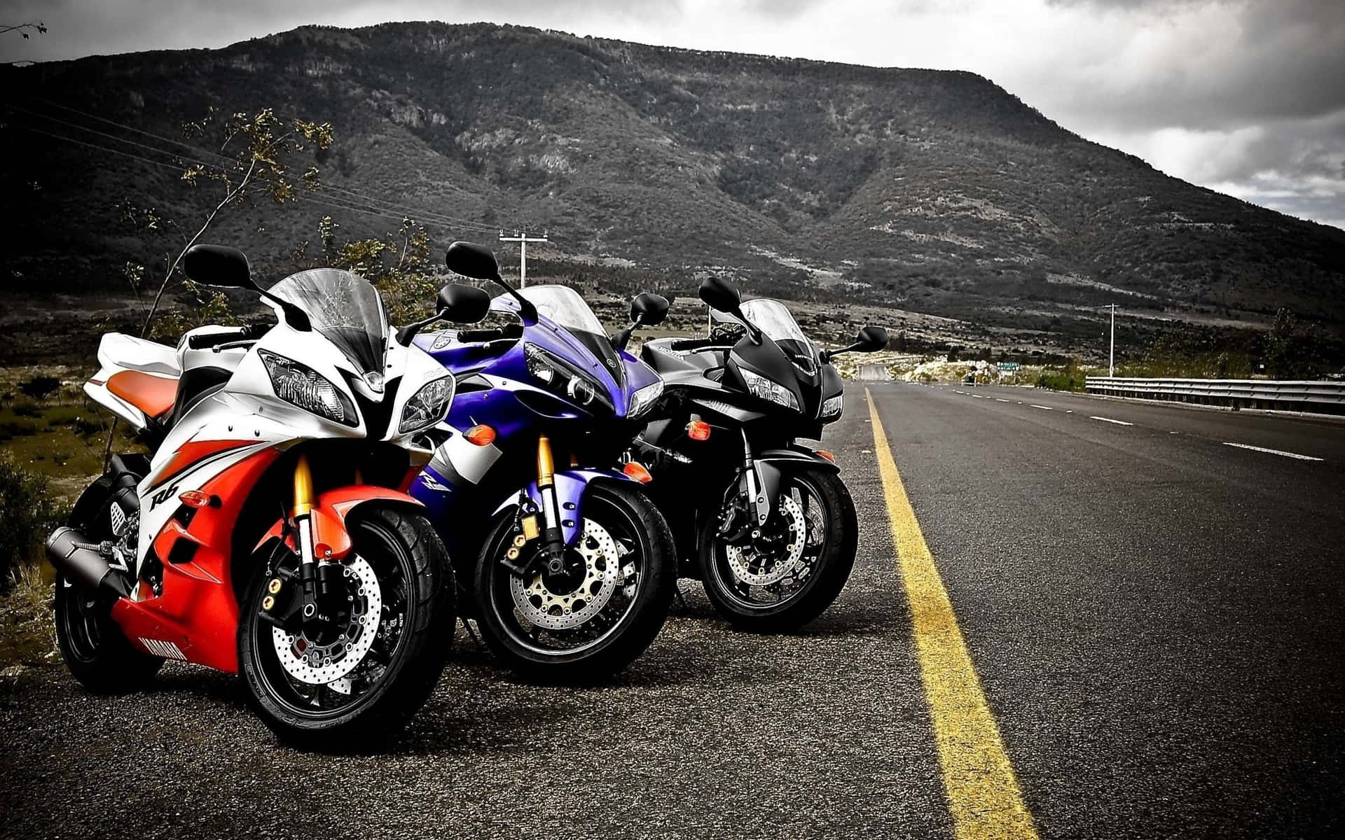 Sport Motorcycles Road Trip Background